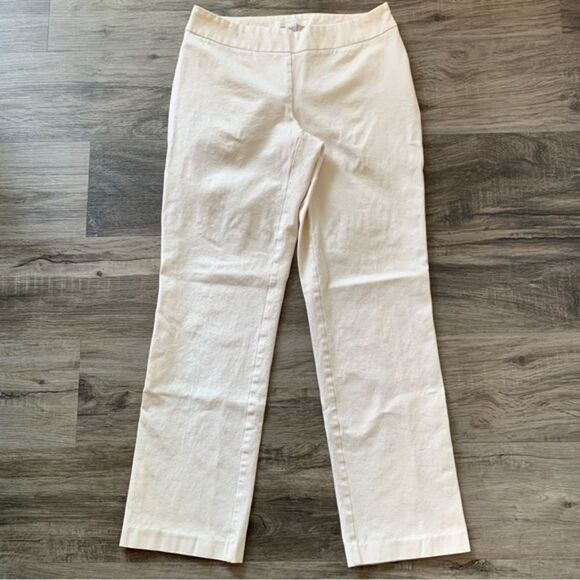 Chico's Slimming Straight Leg Side Zip Women's Professional Cropped Pant Ivory - Picture 7 of 9